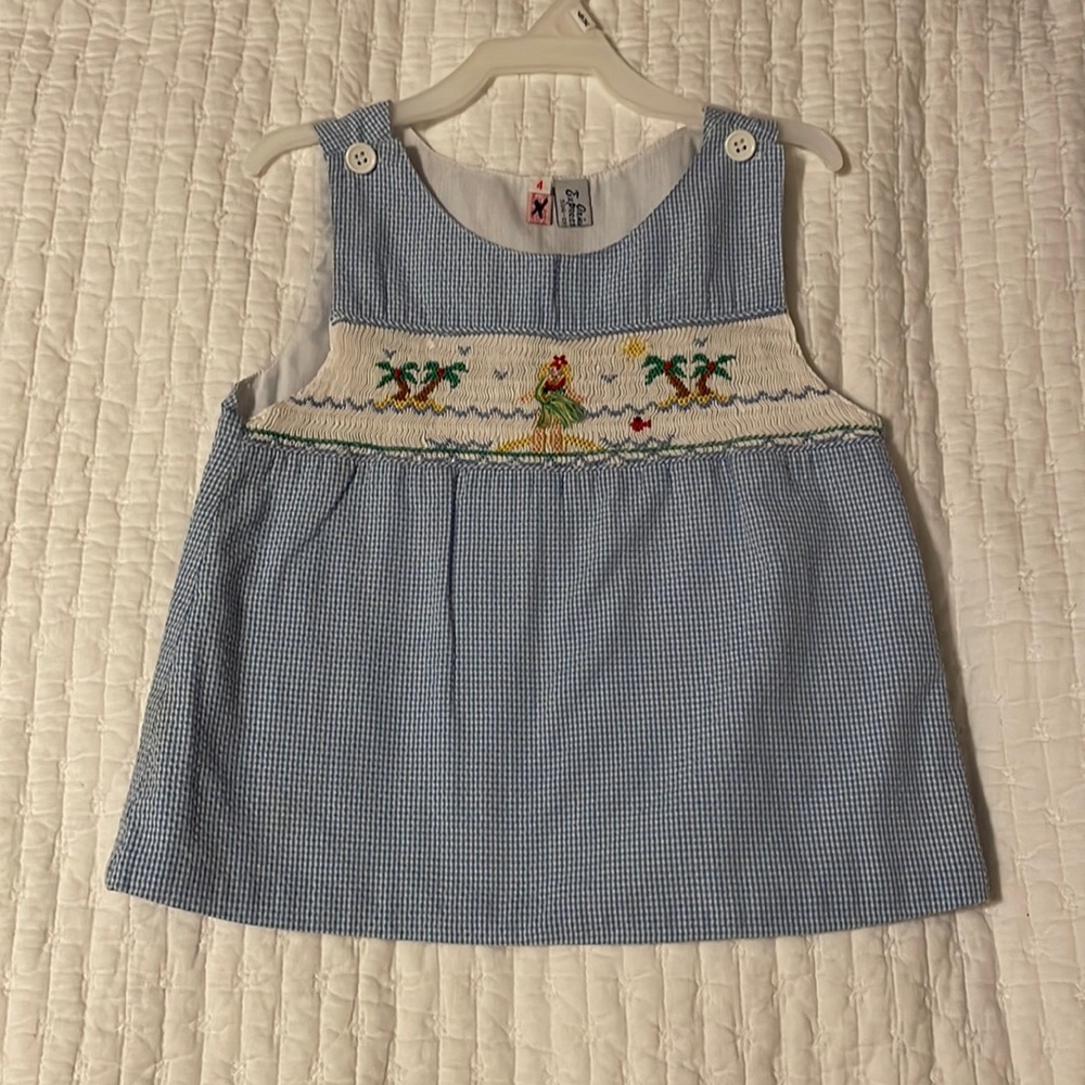 Orient Express Luau Hawaiian Smocked Top size 4 EUC